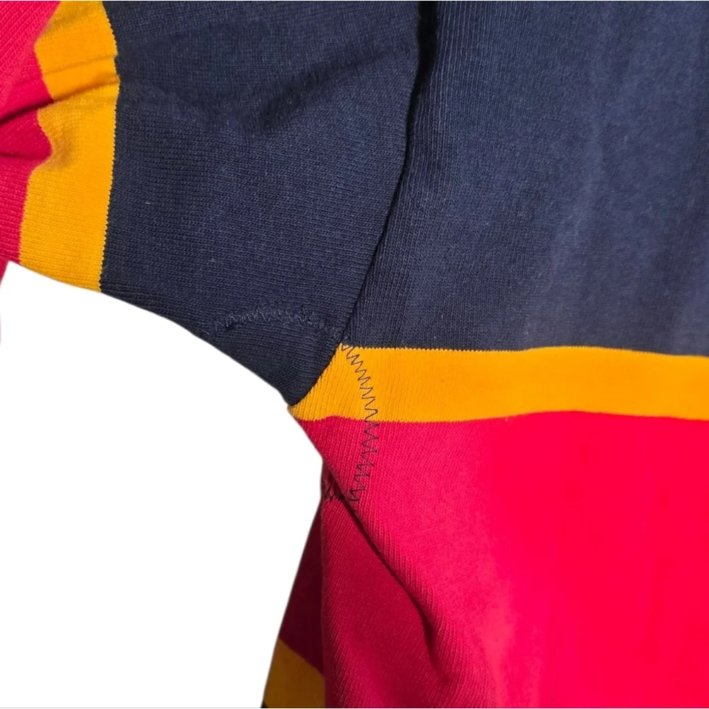 Barbarian Rugby Wear Queen’s University Rugby Shirt Small Navy Red Yellow Stripe - Picture 6 of 11